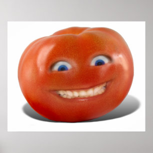 Poster Tomate Sorridente de Rosto Feliz