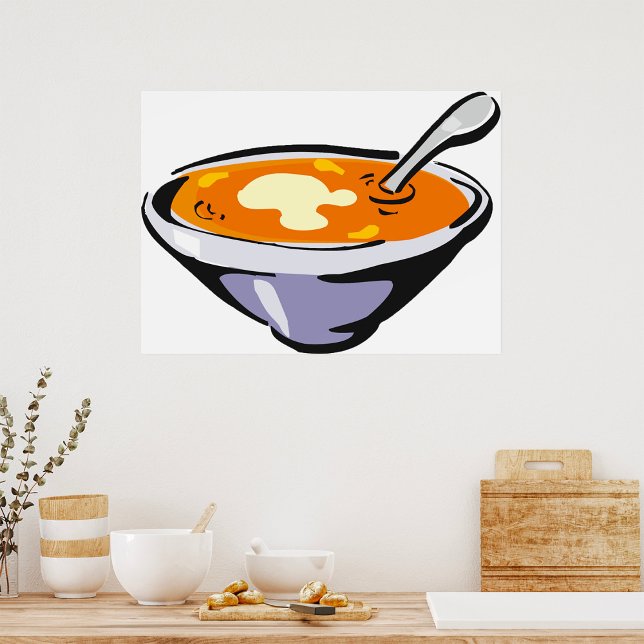 Poster Tomate Soup Bowl com Spoon (Criador carregado)
