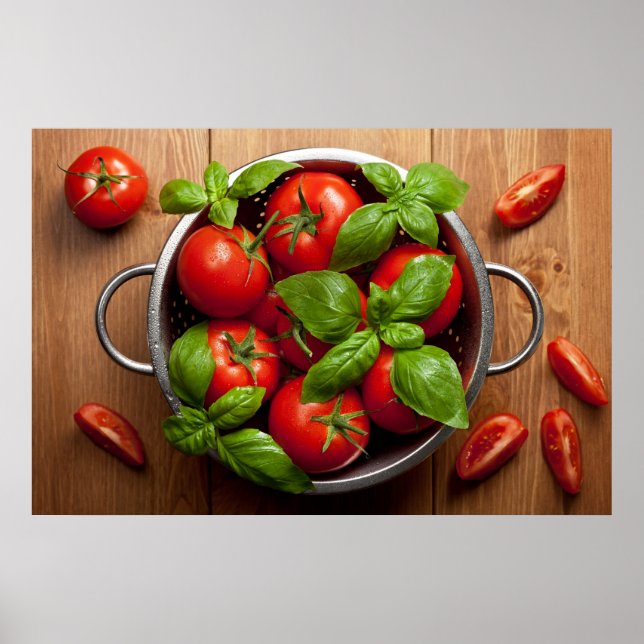 Póster Tomates Com Solo Na Colander (Frente)