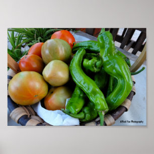 Poster Tomates e Pimentões Verdes em Cesta