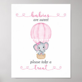 Poster Tome um Chá de Bebê Elefante Rosa