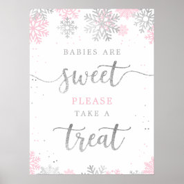 Poster Tome Um Chá de fraldas De Inverno De Prata Rosa