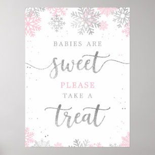 Poster Tome Um Chá de fraldas De Inverno De Prata Rosa