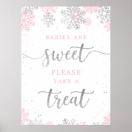 Poster Tome Um Chá de fraldas De Inverno De Prata Rosa