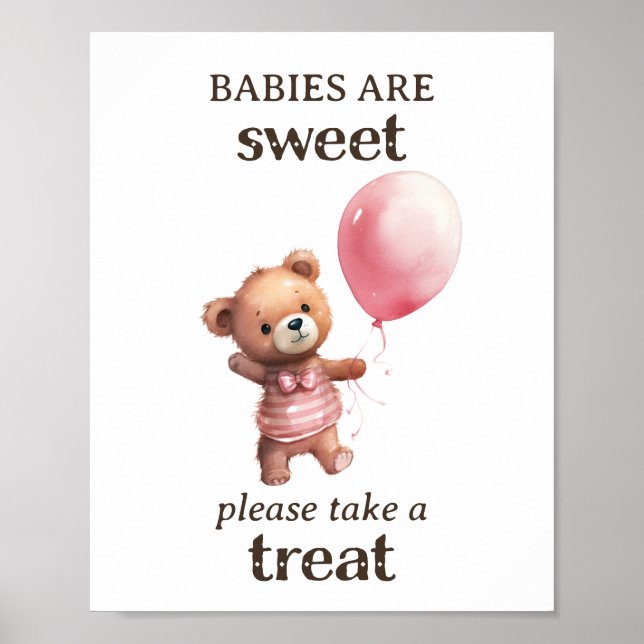 Poster Tome um Chá de fraldas de Teddy Bear Girl (Frente)