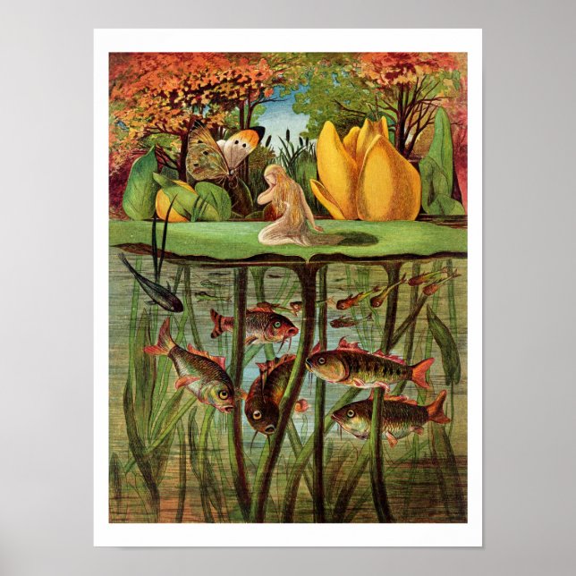 Poster Tommelise muito desolada na folha de lírio-d'água, (Frente)