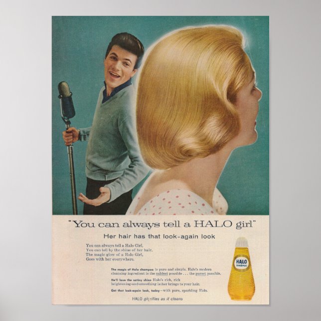 Poster Tommy Sands 1958 Halo Shampoo Ad (Frente)