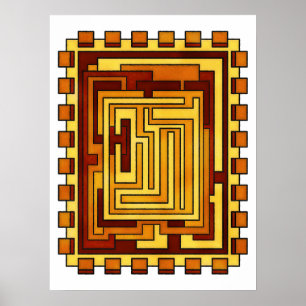 Poster Tone Maze Pattern Geométrico Quente