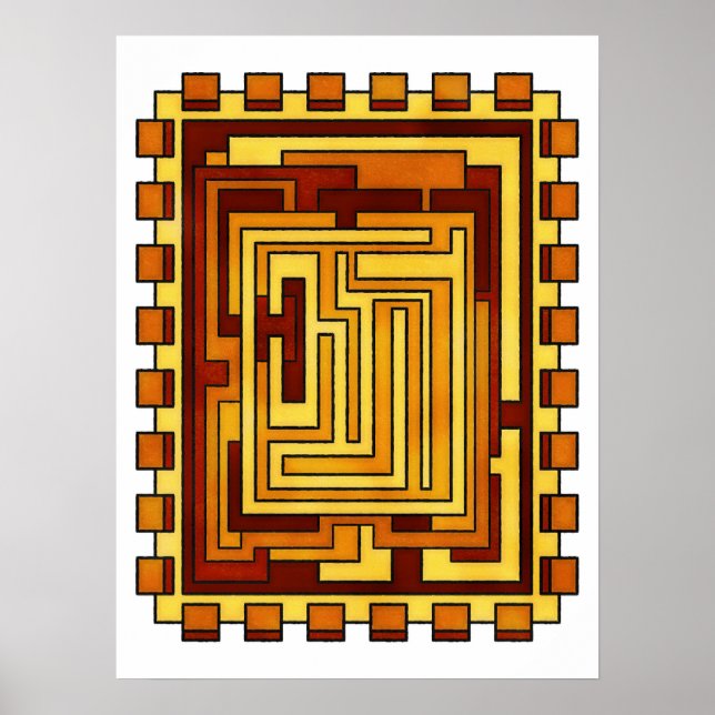 Poster Tone Maze Pattern Geométrico Quente (Frente)