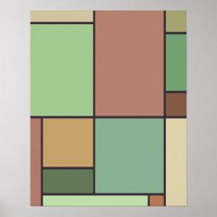 Poster Tons da Terra de Arte Geométrica com Estilo Mondri