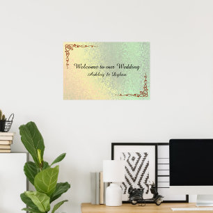 Poster Tons de Outono Verde Amarelo Boas-vindas Casamento