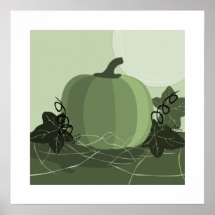 Poster Tons Modernos de Verde Abóbora Cozinha Quadrada
