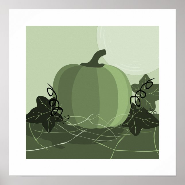 Poster Tons Modernos de Verde Abóbora Cozinha Quadrada (Frente)