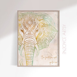 Poster Tons neatrais calmos de ouro elefante de parede es