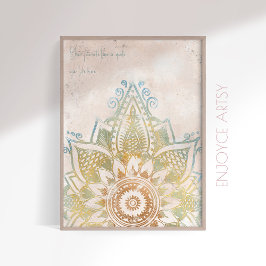 Poster Tons neatrais calmos dourada mandala muralha espir