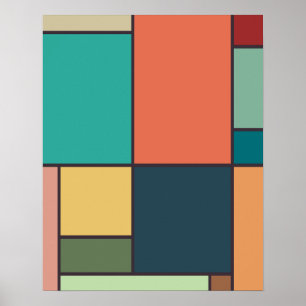 Poster Tons Retroativos Geométricos de Abstrato de Estilo