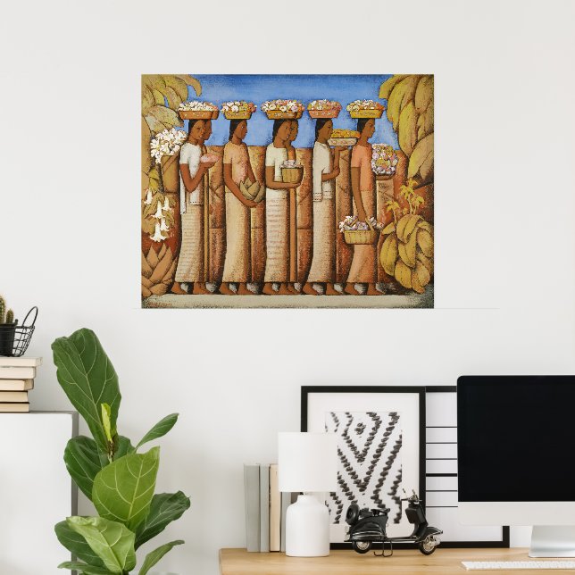 Poster Tons Terrosos Art Déco Mulheres Indígenas Mexicana (Escritório em casa)