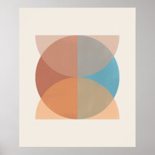 Poster Tons Terrosos Geométricos Abstratos Modernos em Aq