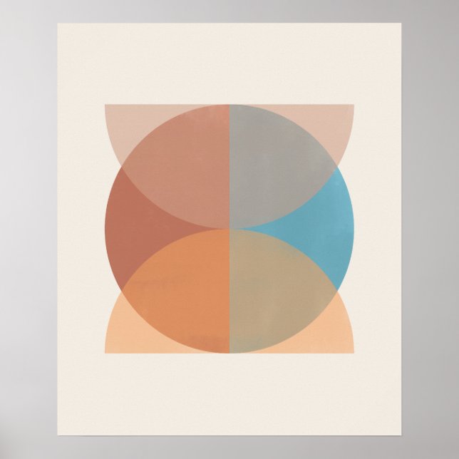 Poster Tons Terrosos Geométricos Abstratos Modernos em Aq (Frente)