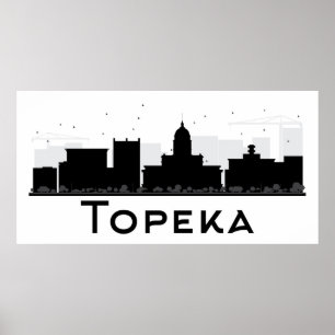 Póster Topeka, Kansas skyline preta & branca de   da