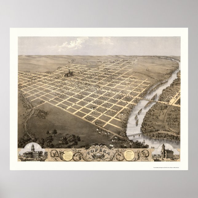 Póster Topeka, KS Panorâmica - 1869 (Frente)