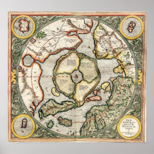 Póster Topo do Mundo - Mapa de 1595