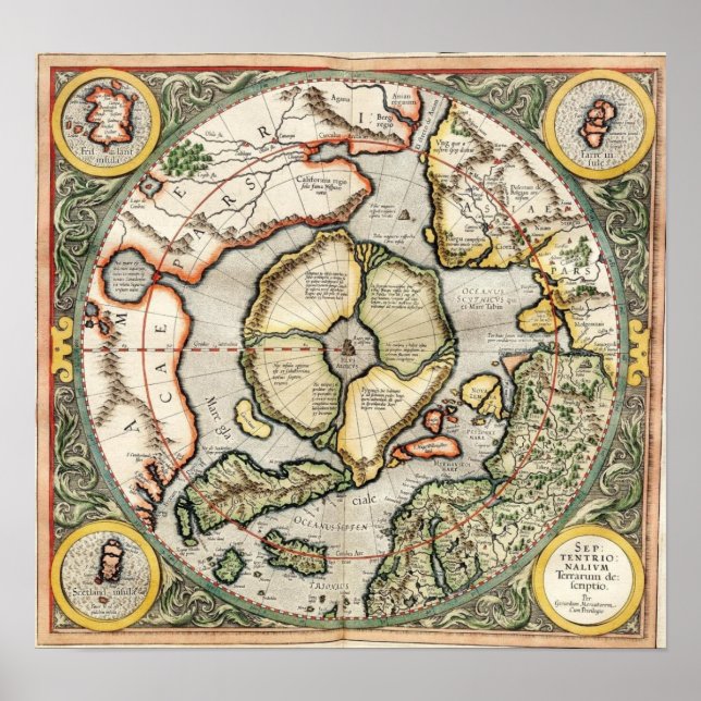 Póster Topo do Mundo - Mapa de 1595 (Frente)