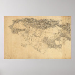Póster Topografia de Los Angeles e de San Bernardino