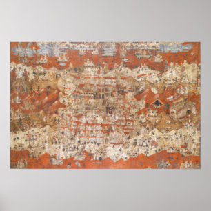 Póster Topografia do século 15 palestiniano da Terra Sant