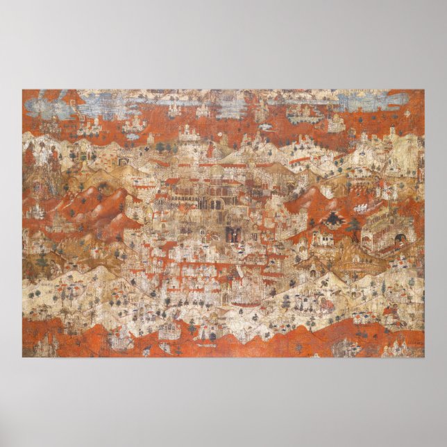 Póster Topografia do século 15 palestiniano da Terra Sant (Frente)