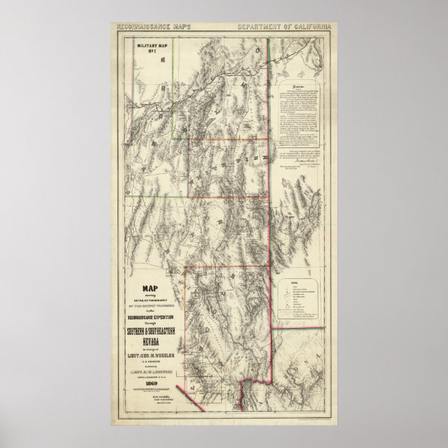 Poster Topografia do sul de Nevada (Frente)