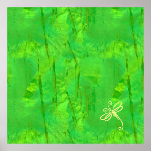 Póster Toque De Arte De Libélula Do Dragão Verde