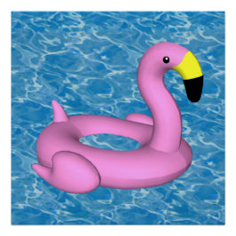 Póster Toque de piscina flamingo rosa