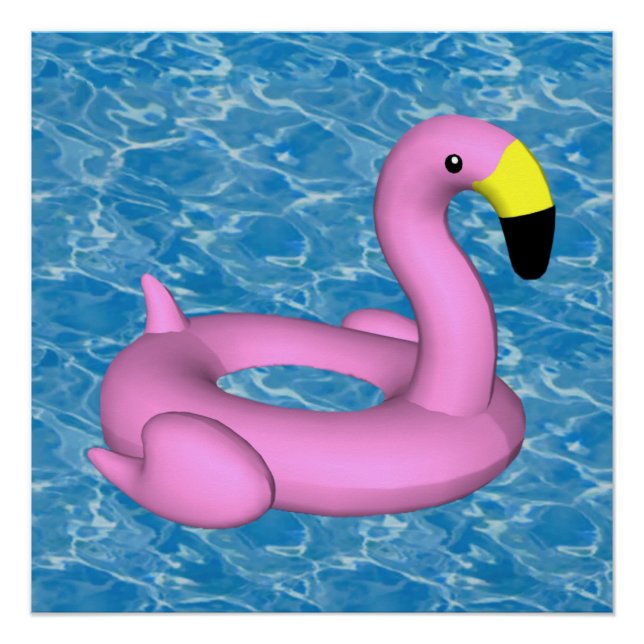 Póster Toque de piscina flamingo rosa (Frente)