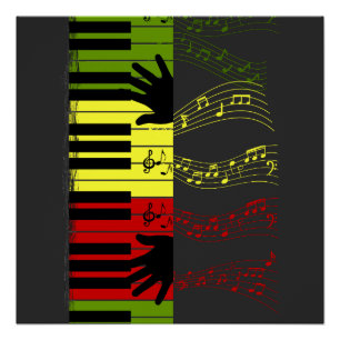 Póster Toque o Ritmo – Arte Musical de Teclas de Piano Co