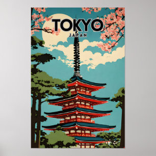 Poster Tóquio Japão - Arte retrô-Viagem