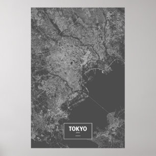 Póster Tóquio, Japão (branco a preto)