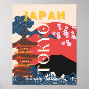 Poster Tóquio Japão Viagem Art, Retro-Viagem Art