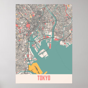 Poster Tóquio - Mapa da Cidade do Chalk no Japão
