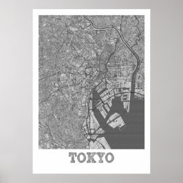 Poster Tóquio - Mapa da Cidade do Lápis do Japão