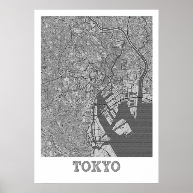 Poster Tóquio - Mapa da Cidade do Lápis do Japão (Frente)