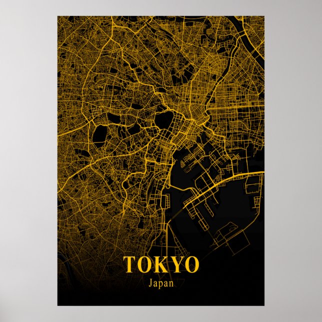 Poster Tóquio - Mapa da Cidade Dourada do Japão (Frente)