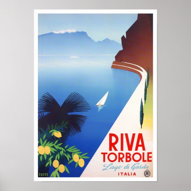 Poster Torbole Garda Lake Italy viagens vintage (Frente)