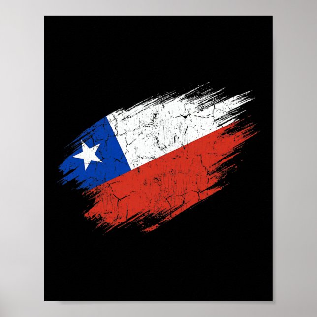 Poster Torcedor de Futebol do Chile Bandeira Rasgada Orgu (Frente)