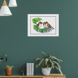 Poster Tordo Canoro Fofo, Pássaro, Jardim, Natureza Anima