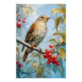 Póster Tordove na Paisagem Invernal, Arte Impressionista