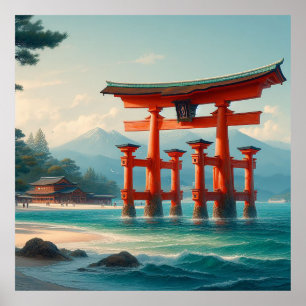 Poster Torii de Itsukushima, santuário de Itsukushima, Mi