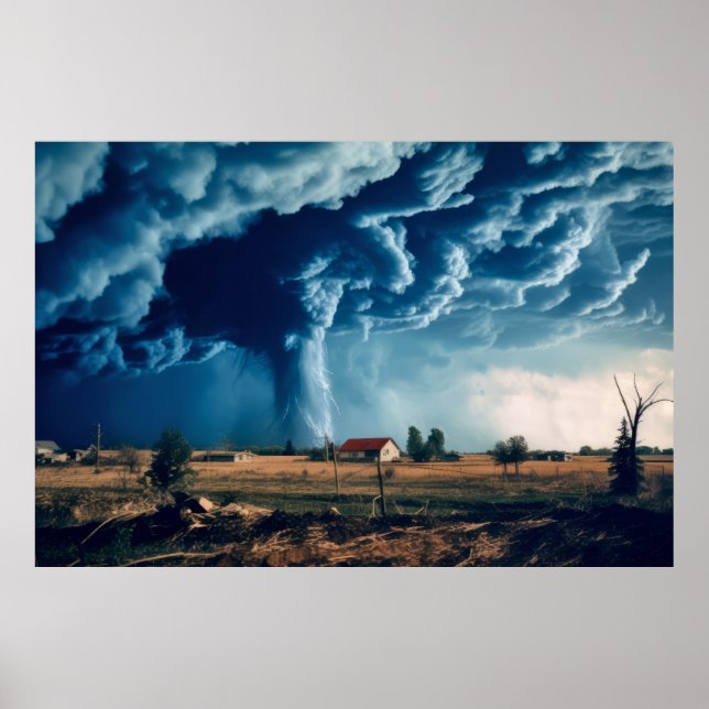 Poster Tornado Nature Force Liberta Desastre de Energia d (Frente)