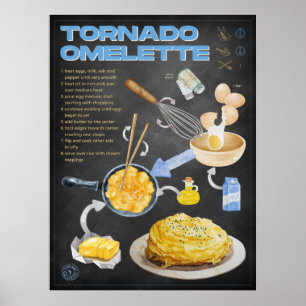 Poster Tornado Omelet Recebe Cozinha de Quadro Chalkboard