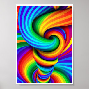Poster Tornado Vortex Torcido Arco-íris - Ilusão Óptica